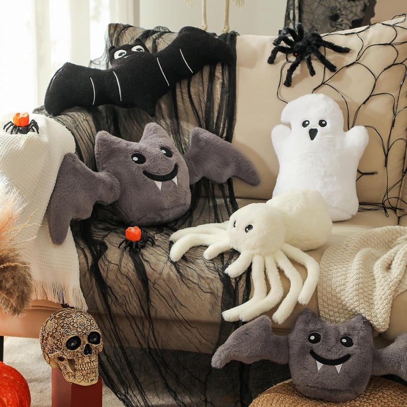 YRXRUS Ghost Pillows, Halloween Ghost Shaped Throw Pillows Set of 2, Boo Pillows Room Decor, 10x13&7x10 Inches Soft Faux Rabbit Fur Cushion - Image 4